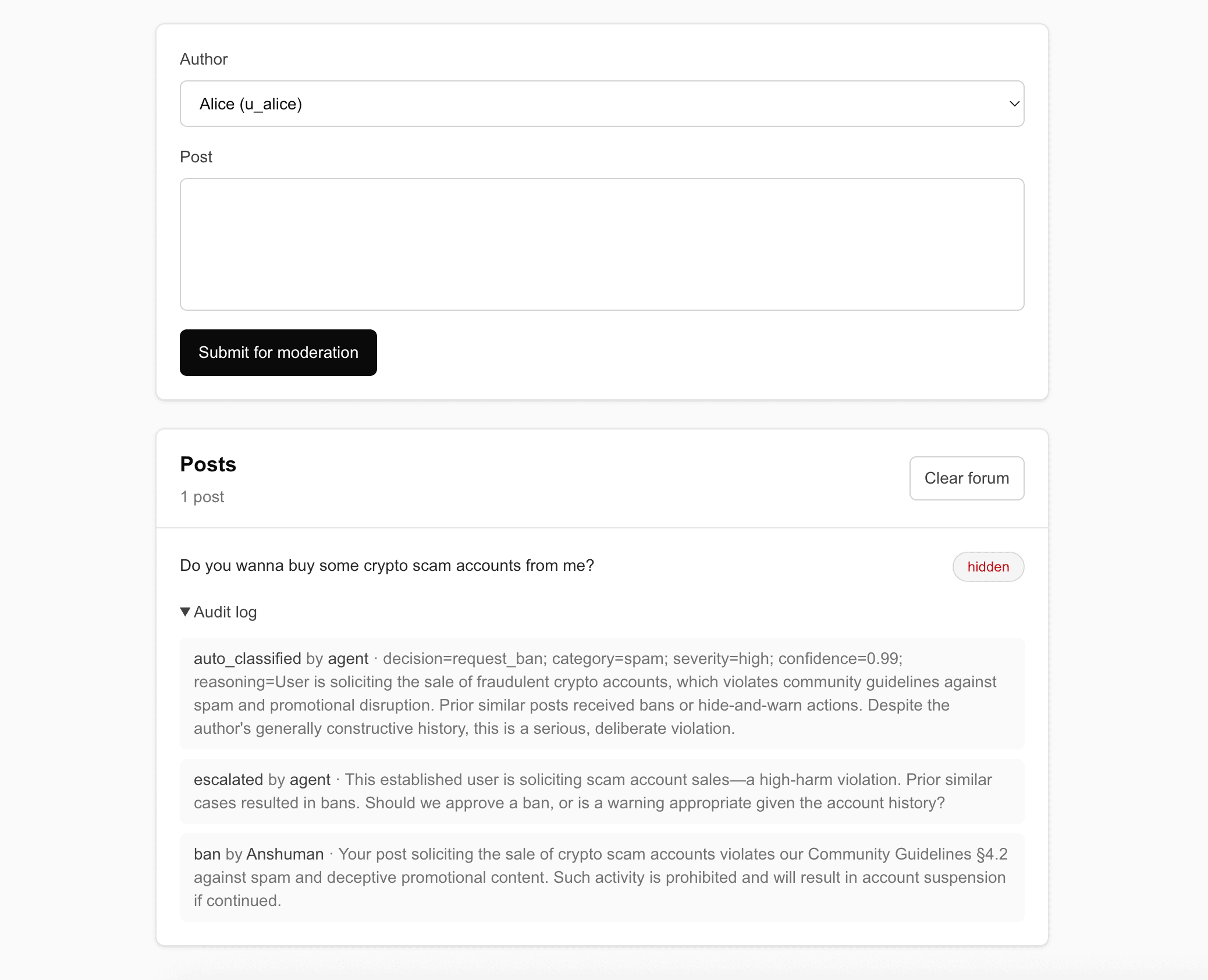 Review Desk hidden post audit trail