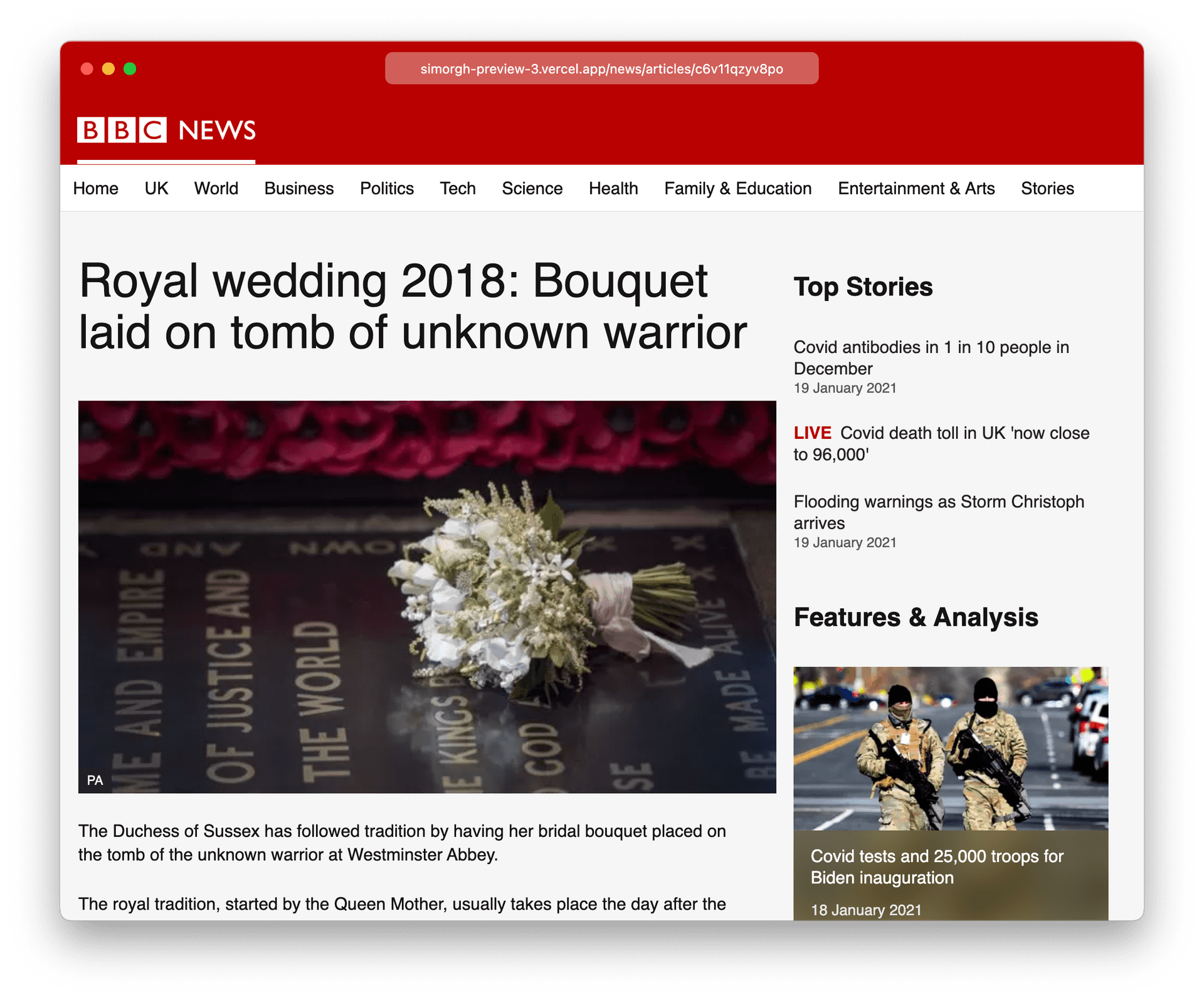 Our third iteration shows a dynamic route with Next.js, including handling data and state.