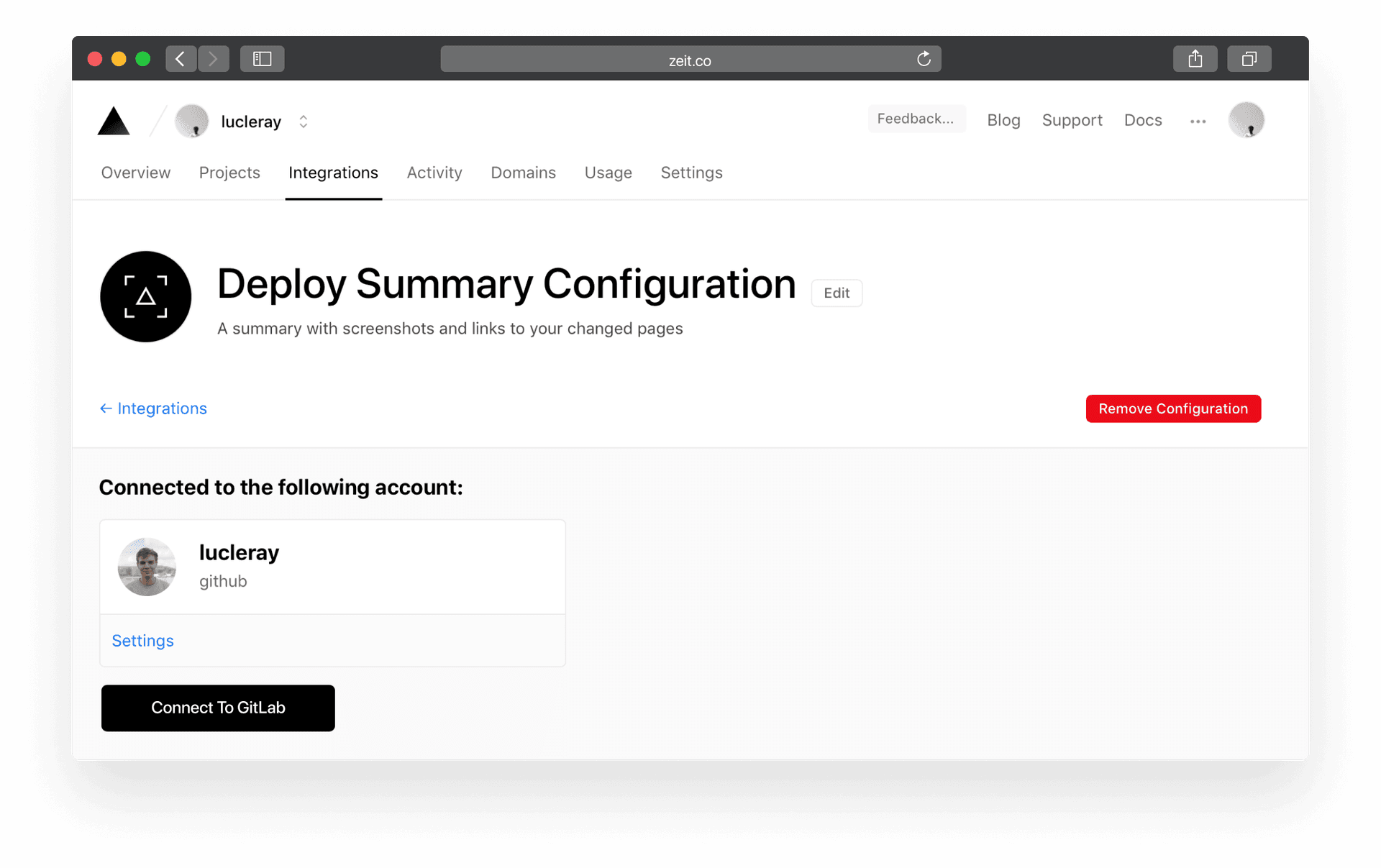 If you haven't yet connected your GitHub/GitLab account, you will be asked to do so.