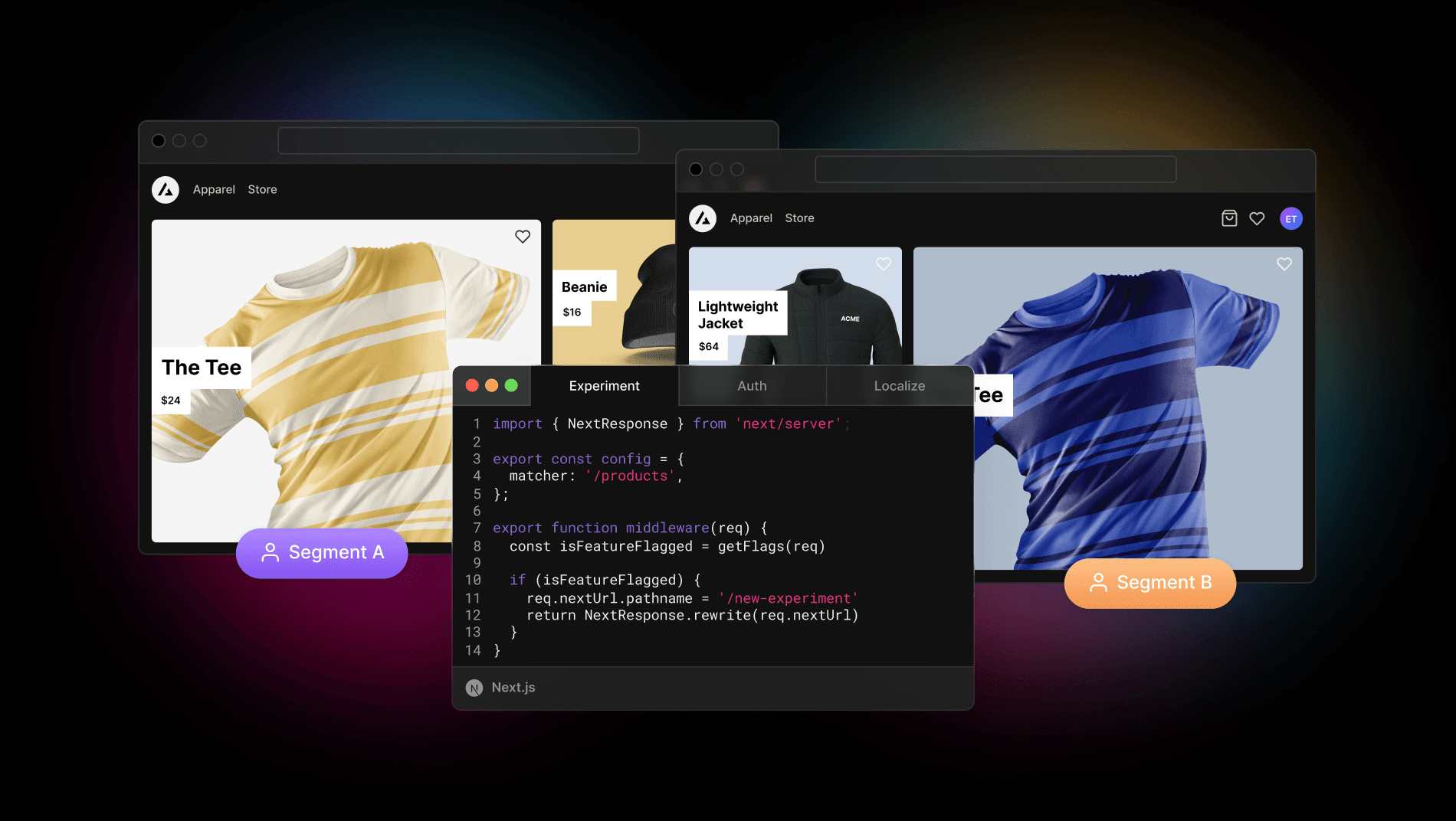 A/B testing and feature flags, directly in your code with Edge Middleware
