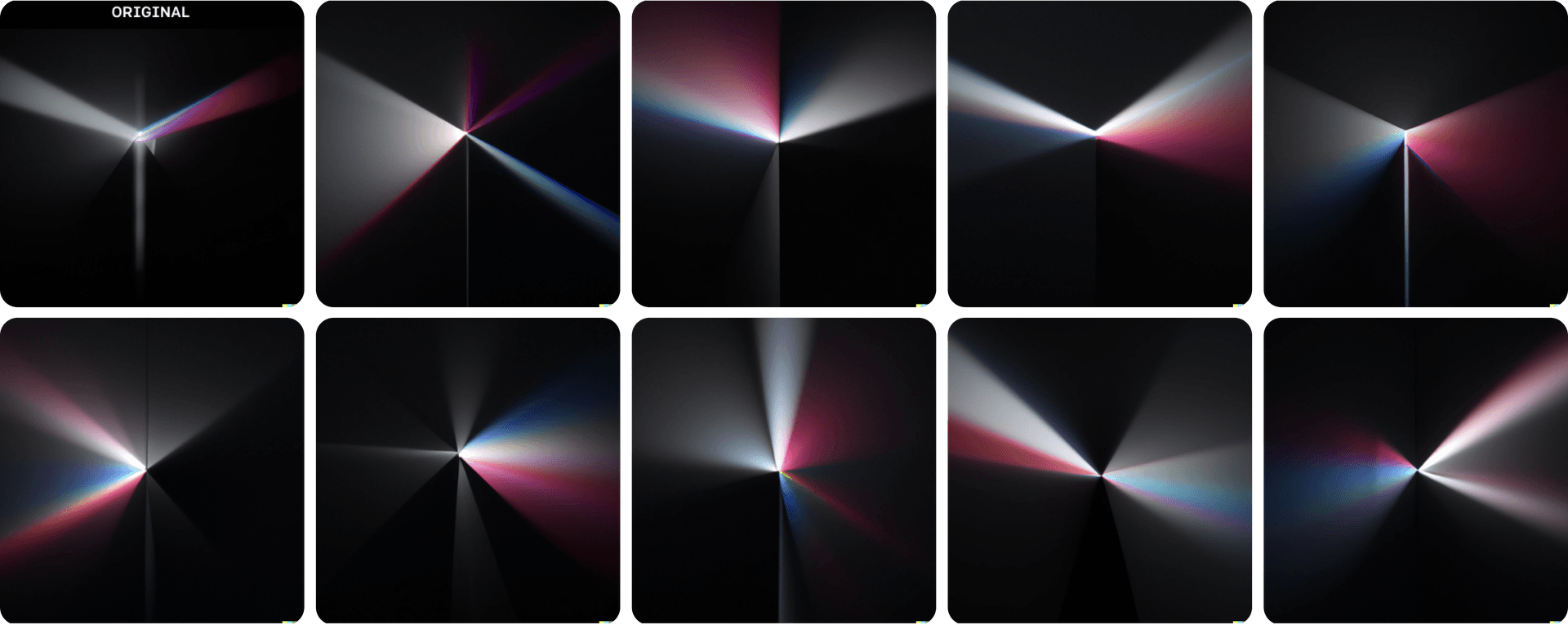 10 permutations of an image generated by DALL-E. The original image also came from DALL-E.