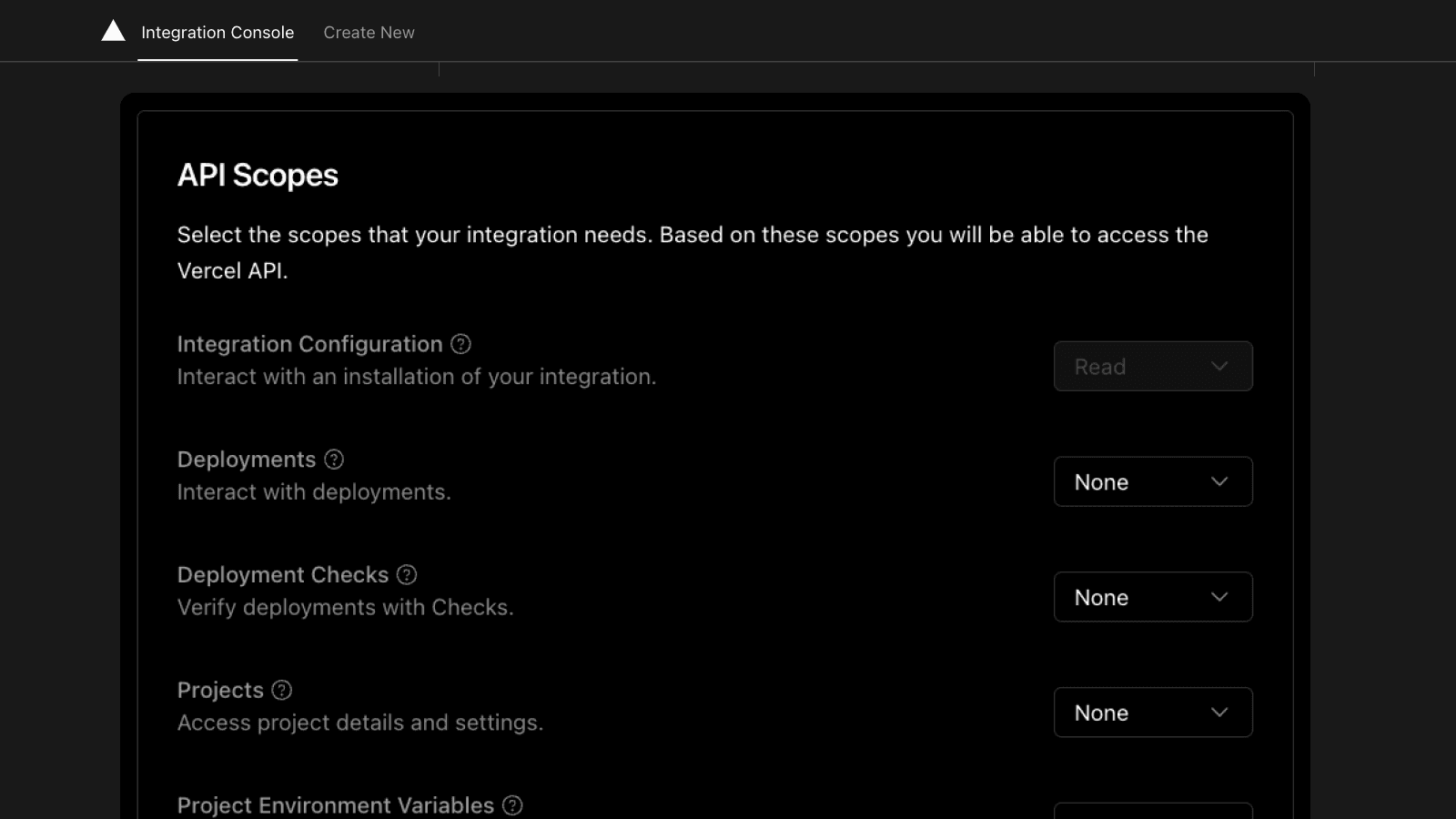 API Scopes - dark version