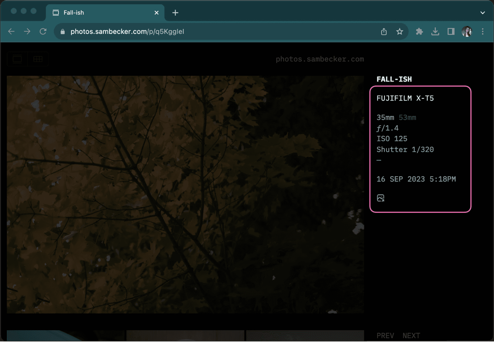 Exif data demo: https://photos.sambecker.com/