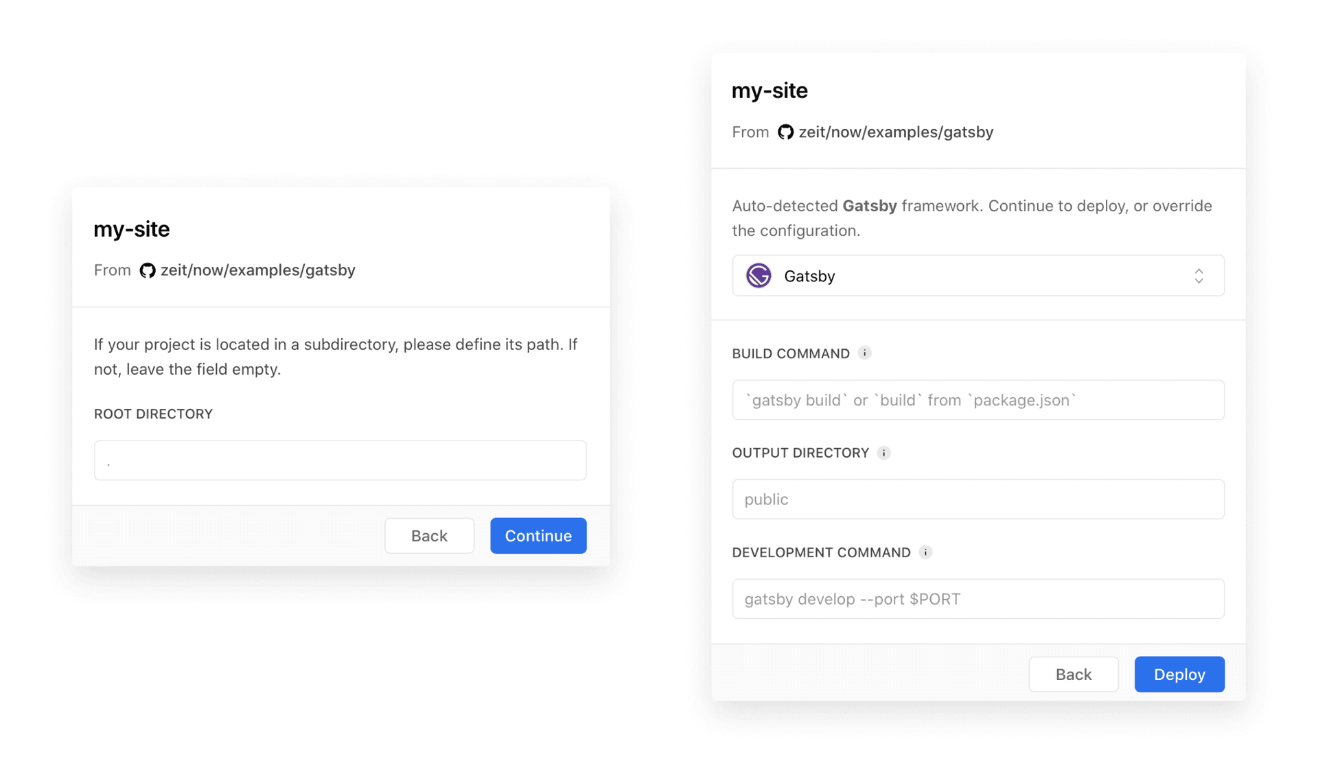 Select the right settings for your needs when importing repositories.