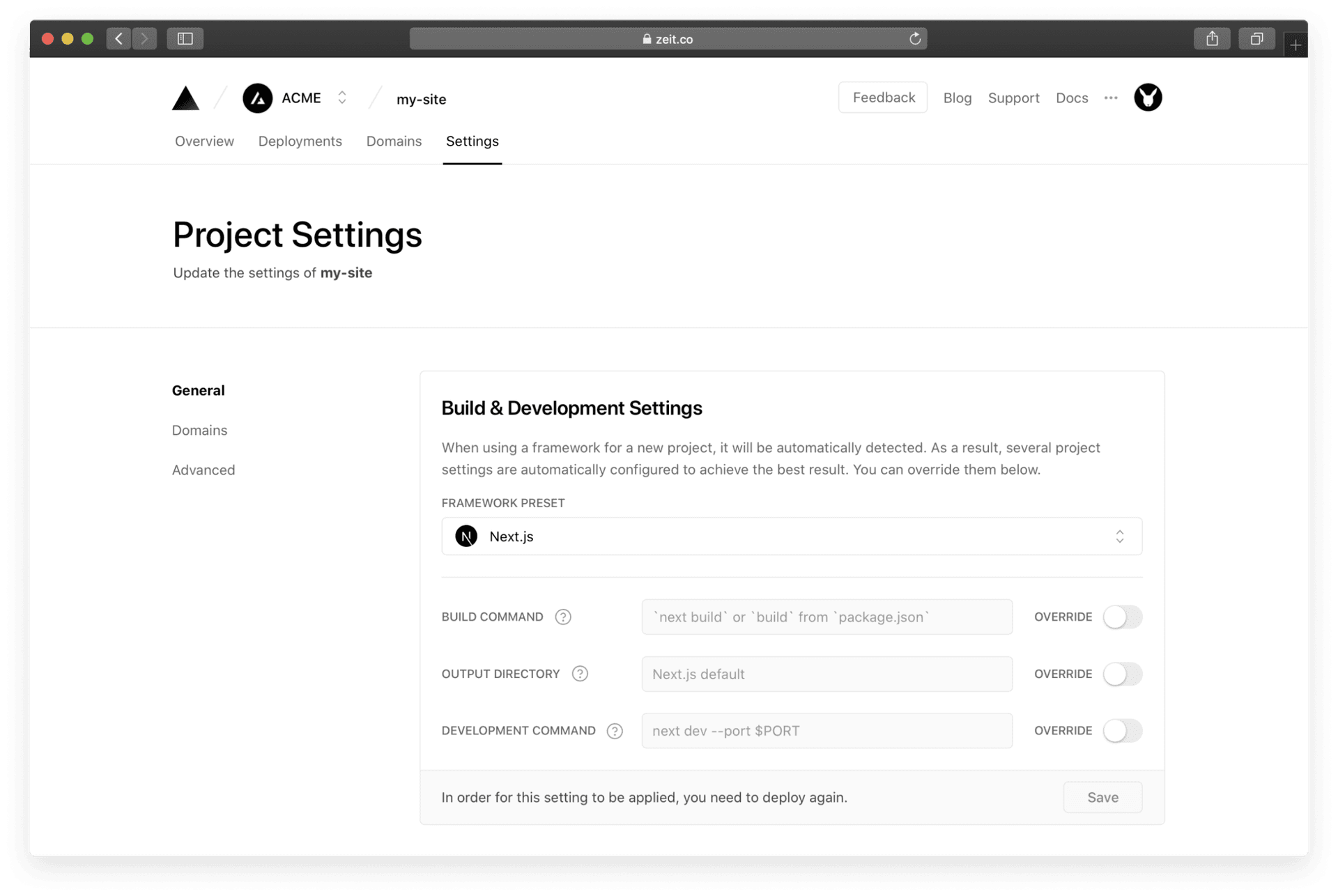 Adjust your project's configuration at any time.