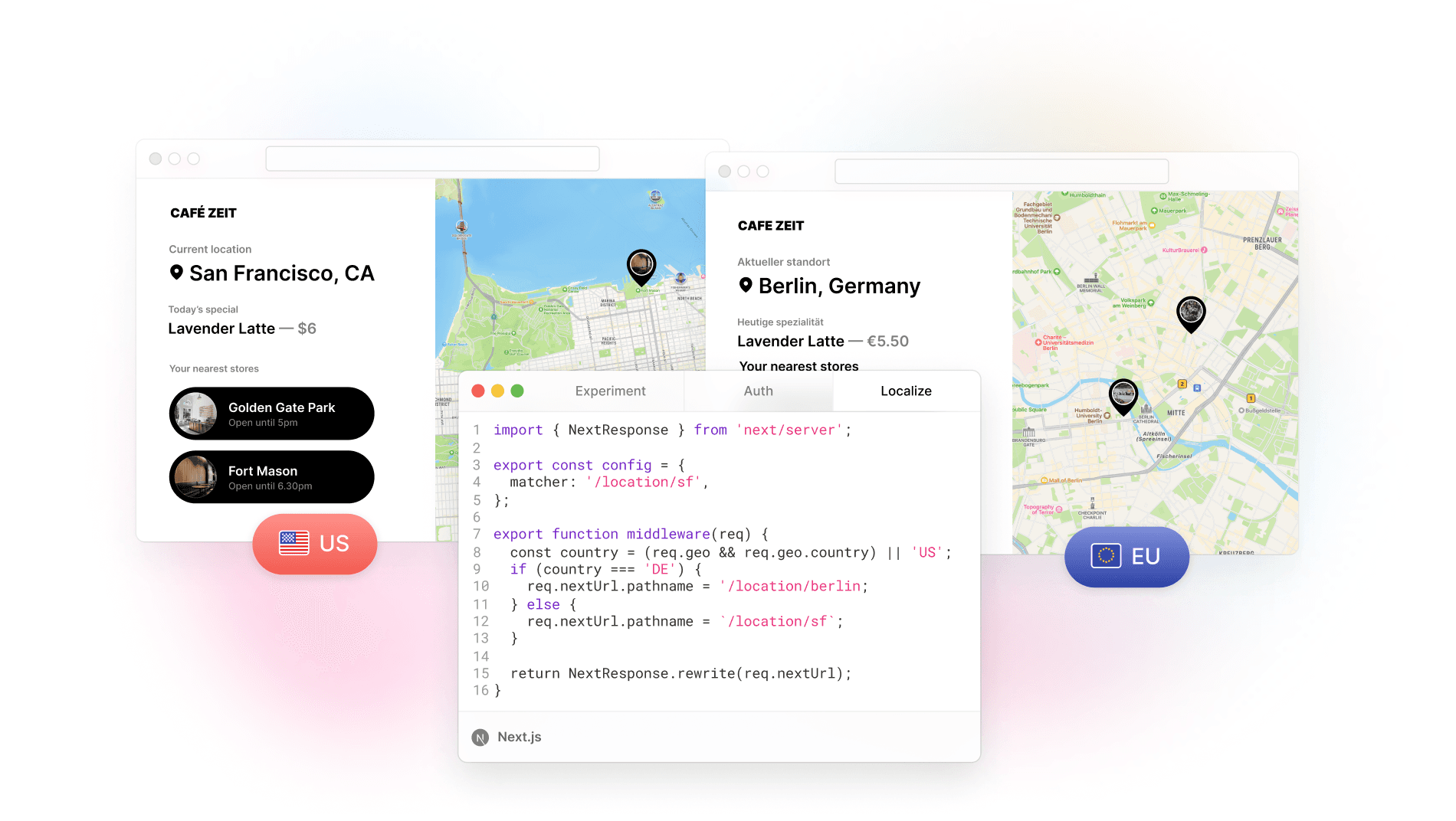 Personalize content based on geolocation headers with Edge Middleware