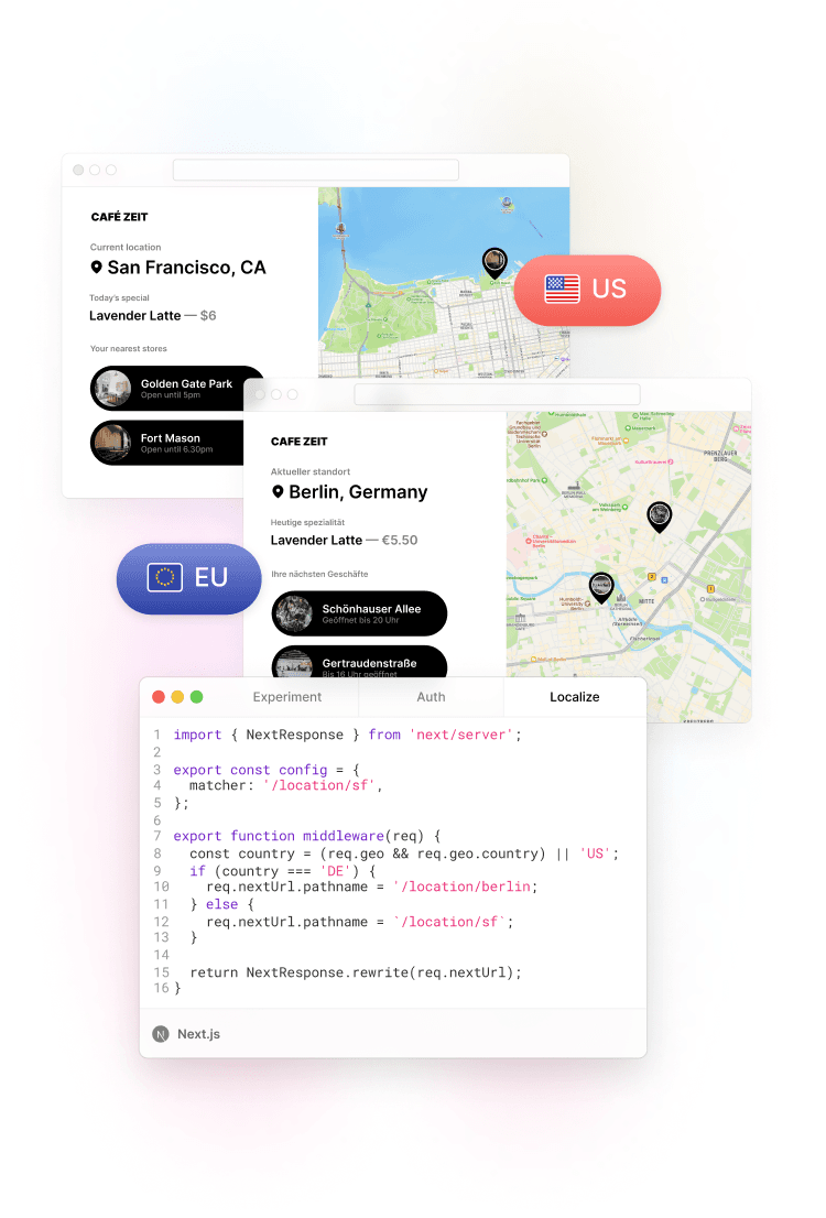 Personalize content based on geolocation headers with Edge Middleware
