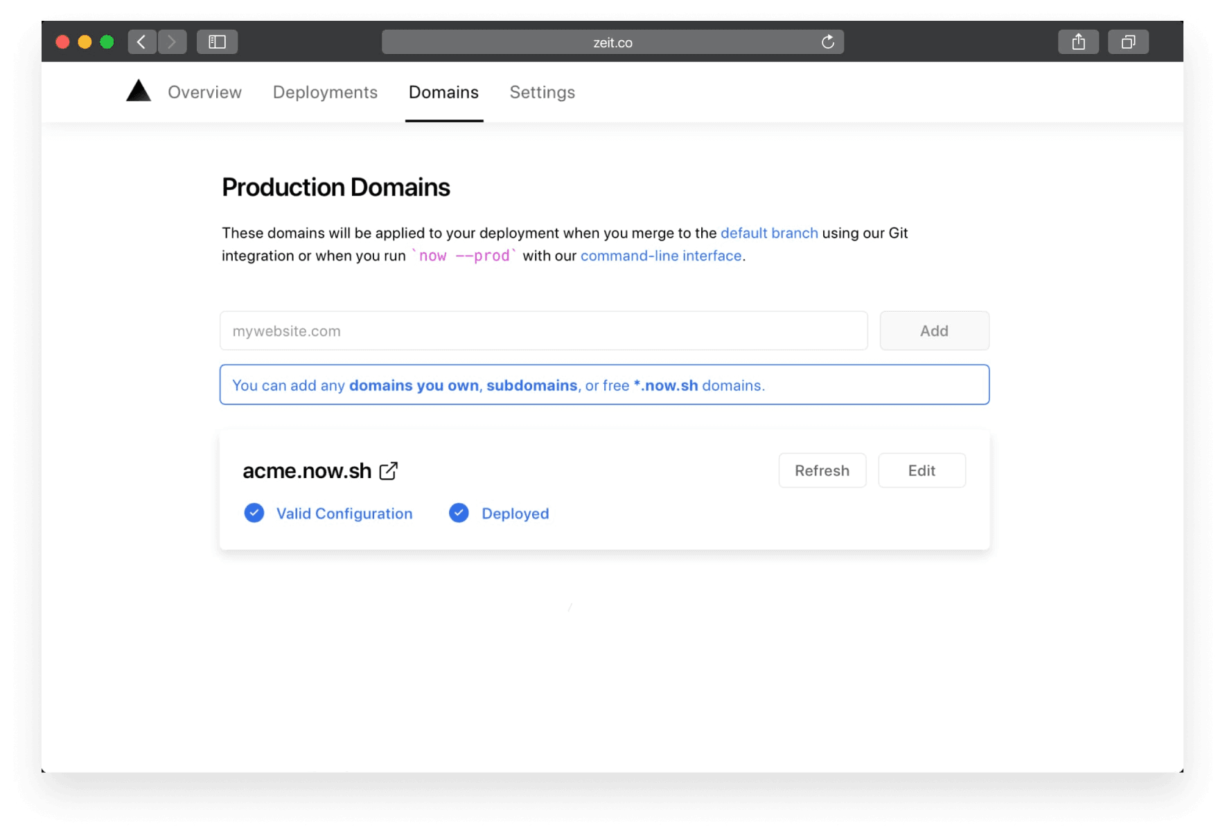 A valid production domain