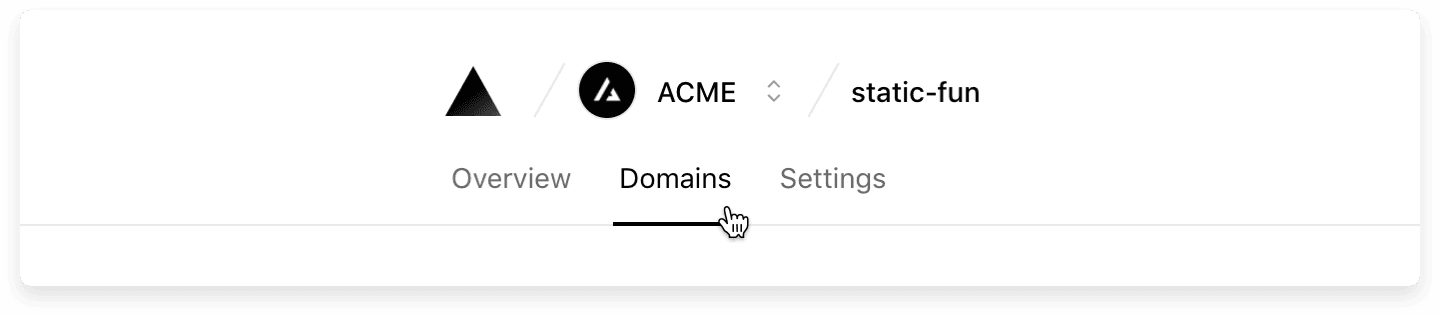 In this case, we selected a project called "static-fun".