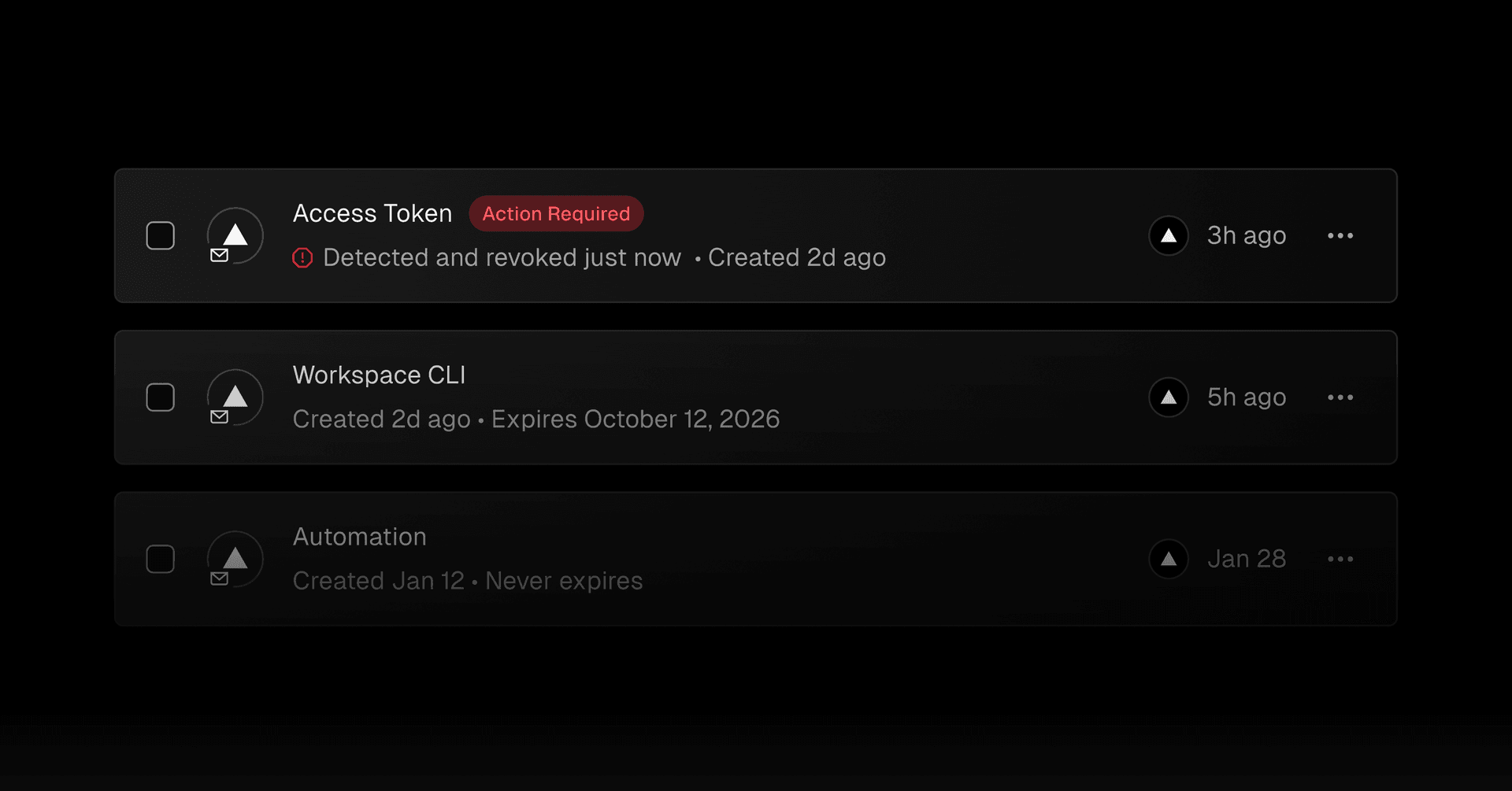 A token entity when the token has been discovered by a secret scan