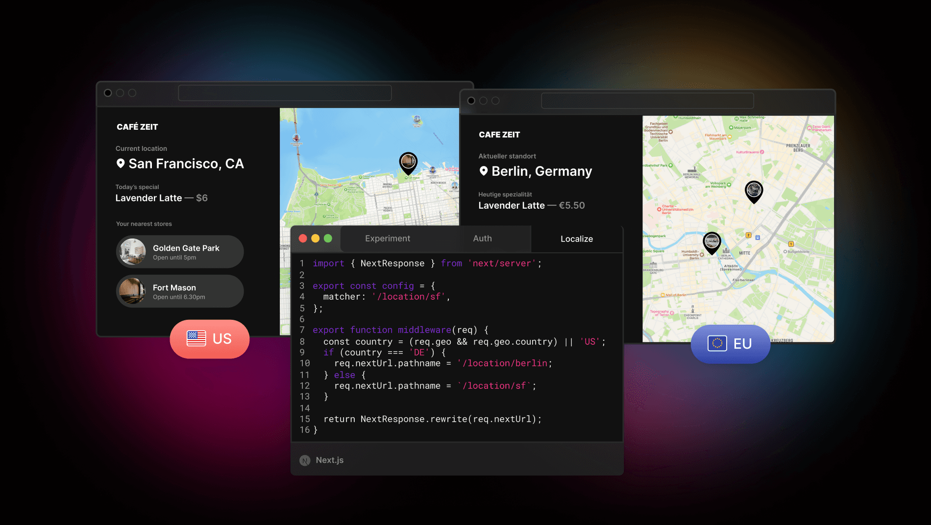 Personalize content based on geolocation headers with Edge Middleware