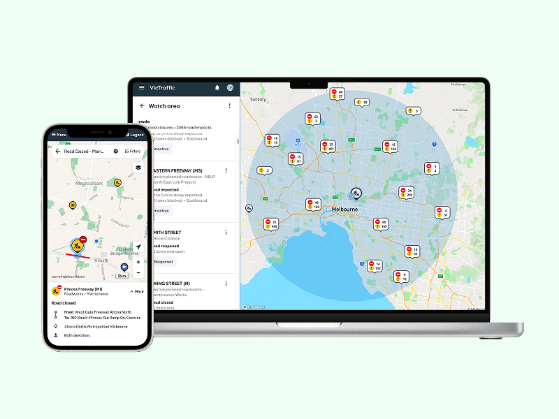VicTraffic's real-time mapping and notifications platform