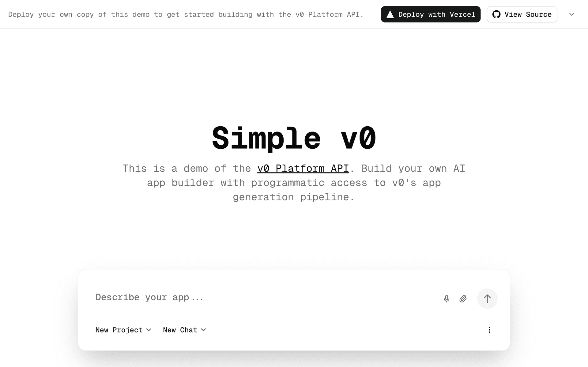 Simple v0: v0 Platform API Demo - Vercel